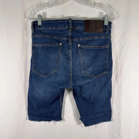 Zara Man Cut Off Shorts Men's 31 Dark Wash Denim High Rise Button Zip - Picture 6 of 9